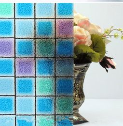 Window Stickers No-Glue Opaque Colorful Mosaic Frosted Films Static Cling Self Adhesive Privacy Glass Raamfolie