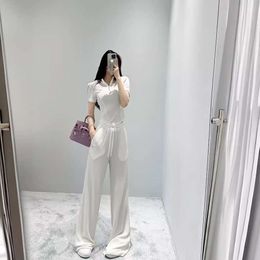 Women's Suits & Blazers Mm Family 24ss Slim Fit Zipper Top+casual Pants Set with Contrast Embroidery, Fashionable Versatile