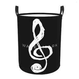 Laundry Bags Music Notes Circular Hamper Storage Basket Sturdy And Durable Living RoomsStorage Of Clothes