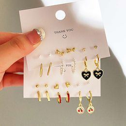 Sweet Jewellery Instagram Cold and Cool Style Love Ring Six Piece Personalised Ear Buckles High Grade Card Earrings