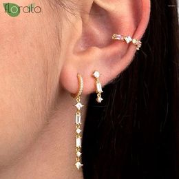 Hoop Earrings 2024 Luxury Zircon Chain Pendant Fashion 925 Sterling Silver Needle Small For Women Wedding Jewelry
