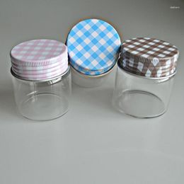 Storage Bottles 5 Pcs/Lot Diameter 47mm Empty Clear Charm Mini Vial Glass Bottle With Four Colour Spiral Aluminium Caps To Choose