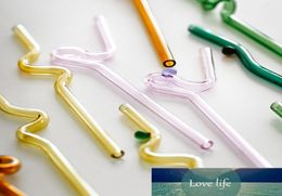 Bar Tools Long Rainbow Colored Curved Reusable Replacement Straws Glass Straws for Smoothie Milkshakes Tea Juice Cocktail Drinkis 8907034