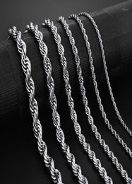 Chains Jiayiqi 2mm7mm Rope Chain Necklace Stainless Steel Never Fade Waterproof Choker Men Women Jewellery Gold Silver Colour Gift16145324