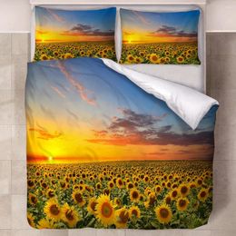 Bedding Sets 3-6Pcs Nordic Set Luxury Sanding Cotton Bed Linen Sunflower 3D Duvet Cover Quilts