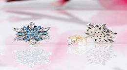 Wholesale- Snowflake Stud Earrings 925 Sterling Silver CZ Diamonds for Jewellery with original box for birthday gift ladies earrings3781652