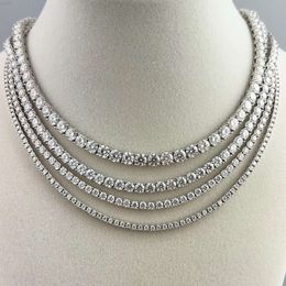 Silver Plated Solid Tennis Chain Unisex Moissanite Diamond 5mm Tennis Chain for Anniversary Gift