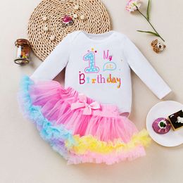 Första året Baby's Dress Girl's First Year Dress Long Sleeve Wrap Bottom Coat Pink Princess Dress Set