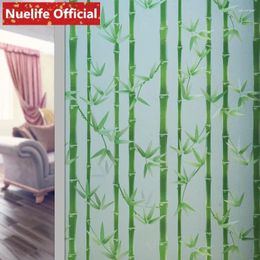 Window Stickers Width 45/60/90cmx200cm Green Bamboo Leaf Pattern Glass Film Bathroom Kitchen Kids Room Kindergarten Living A