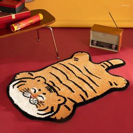 Carpets Cute Tufted Tieger Bedroom Rug Soft Fluffy Animal Mat Bedside Carpet Floor Anti Slip Pad Aesthetic Home Room Nursery Decor