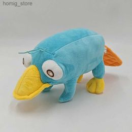 Plyschdockor 28 cm Ny simulerad blå Perry Platypus Plush Toys Anime fyllda djur Duck dockor pojkar flickor jul födelsedagspresenter y240415