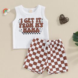 Clothing Sets CitgeeSummer Infant Baby Boy Outfits Letter Print Sleeveless Tops And Plaids Shorts Set Clothes