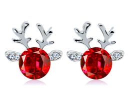 Women Xmas Gift Elegant Jewelry Christmas Pearl Deer Earrings Reindeer Ear Stud GB13534309383