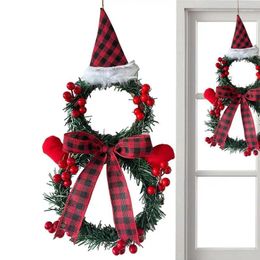 Decorative Flowers Christmas Artificial Wreath Glowing Fall Xmas Porch Decorations Garland For Home Decor 2024 Year