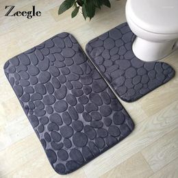 Bath Mats Zeegle 3D Stone Memory Foam 2pcs Set Anti-slip Floor Bathroom Toilet Rugs Absorbent Matrresses 2 Pieces