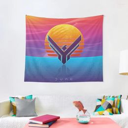 Tapestries Dune (2024) Fan Art - House Atreides Symbol Outrun Style Tapestry Home Supplies Bedroom Decorations Room Design