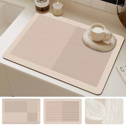Table Mats Diatomite Drain Pad Kitchen Mat Dish Drainer Drying Rug Absorbent Draining Tableware Dinnerware Placemat Decoraction