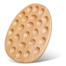 Decorative Plates 24 Holes Reversible Wood Deviled Egg Platter Tray Countertop Refrigerator Container For Easter Carrier