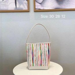 Shoulder Bags Women Handbag Striped Velvet Bucket Bag Large Capacity Tote Female Underarm Lady Purse Fashion Composite