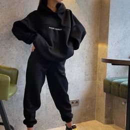 designer clothes tracksuit women hoodie Long sleeved printed fashionable hooded sports set comfortable