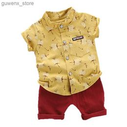 Clothing Sets New Summer Baby Boys Clothes Suit Children Casual Shirt Shorts 2Pcs/Sets Kids Outfits Toddler Sports Costume Infant Tracksuits Y240415Y240417HRPI