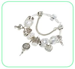Strands bracelet charm white crystal beads DIY heart pendant Jewellery whole6300185