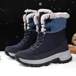 Fitness Shoes Winter Warm Plush Fur Snow Boots Waterproof Leather Men's Outdoor Non-slip Work Combat Desert Motorcycle