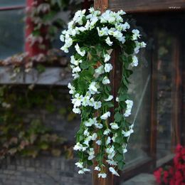 Decorative Flowers 1 Bunch Artifical Hydrangea Flower Violet Hanging Garland Vine Traling Bracket Plant Decor