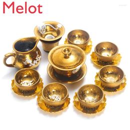 Teaware Sets Luxury Silver Plated Tea Set Oil Drops Enameled Cast Iron Complete Ceramics Household Sterling Cup Art