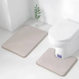 Bath Mats 2 Pieces Toilet Floor Mat Anti-skid Pad Carpet Washable Rug Accessory