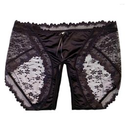 Women's Panties Satin Lace Crotchless Women High Waist Breathable See Through Underwear Open Crotch Lingerie Briefs For Sex Underpants