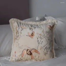 Pillow DUNXDECO Butterfly Bird Embroidery Cover Ivory Velvet Luxury Patio Case Home Cojines Modern Room Sofa Chair Decor