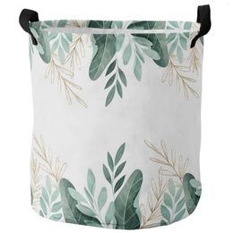 Laundry Bags Green Tropical Plants Leaves Dirty Basket Waterproof Clothes Organizer Folding Hamper Storage