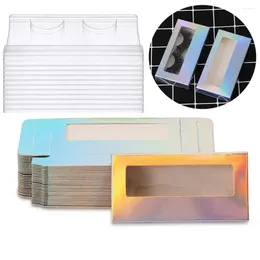 Storage Bottles 10Pcs Laser Colour Empty Eyelash Case Set Fashion False Eyelashes Package Box Unique Design Cosmetics Accessories Wholesale