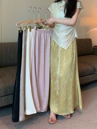 Skirts 5Colors Stain Midi Skirt Women High Elastic Waist Print Long Womens Chinese Style Summer 2024 Women's Skirts(JzA372