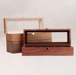 Wooden Watch Box Case Organizer Display for Men Women 6 Slots Wood with Clear Glass Top Vintage Style 2204291166088