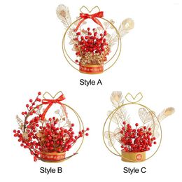 Decorative Flowers Chinese Style Flower Basket Ornament Decor Desktop Po Props Harvest Door