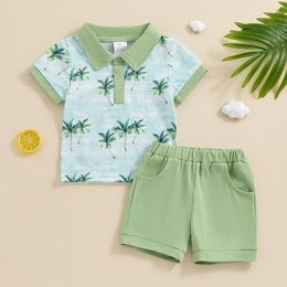 Clothing Sets 0-3Y Baby Boys Casual Shorts Short Sleeve Tree Print Shirts With Elastic Waist Outfits Kids Summer