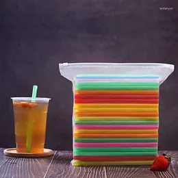 Drinking Straws 100pcs Jumbo Smoothie Colorful Disposable Wide-mouthed Large Straw 10 X 260MM Plastic Straight Tube