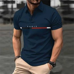 Men's T-Shirts Mens polo shirt fashionable and interesting letter printed polo shirt casual button polo breathable dress mens short sleeved polo shirt top yq240415