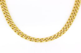 Real 10k Yellow Gold Filled Miami Cuban Chain Necklace 24quot Inch Custom Box Lock Men 10mm width 5mm Thickness Heavy2938959