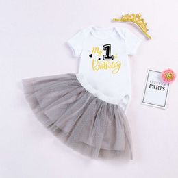 Summer 2024 New Baby Set 3-piece Female Baby Alphabet Princess Dress Set