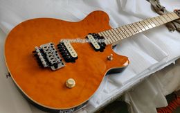 Eddie Edward Van Halen Orange Quilted Maple Top Electric Guitar Maple Neck & Fingerboard Little Dot Inlay Floyd Rose Tremolo Bridge Whammy Bar Locking Nut