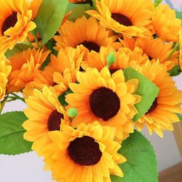 Decorative Flowers Simulation Flower Sunflower Bouquet Fake Plastic Sun Living Room Decoration