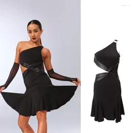 Stage Wear 2024 Latin Dance Dress For Women Sexy Oblique Shoulder Practise Clothes Chacha Rumba Tango Adult DQS15931