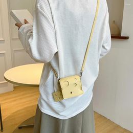 Bag Fashion Mini Women Mobile Phone Pouch Cheese Shaped Satchels Shoulder Sling Handbags Slice Pendant PU Leather For Girl Purse