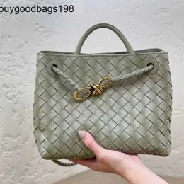 Bottegvenets Andiamos Bags 24 Summer New Andiamo Sheepskin Woven Brass Metal Knot Single Shoulder Crossbody Handbag Womens Bag Genuine Leather