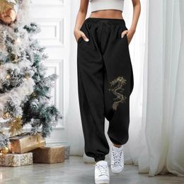 Women's Pants Activity Streetwear Women Printed Casual Sports Closed Waist Lace Up Elastic Small Stretch Yoga For