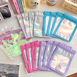 Storage Bottles 10pcs Resealable Smell Proof Cosmetic Bag Plastic Laser Holographic Makeup Hologram Zipper Bags Gift Packaging