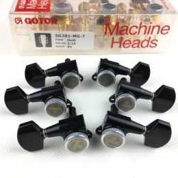 Cables Original GOTOH SG38101MGT Electric Guitar Locking Machine Heads Tuners Black Tuning Peg MADE IN JAPAN